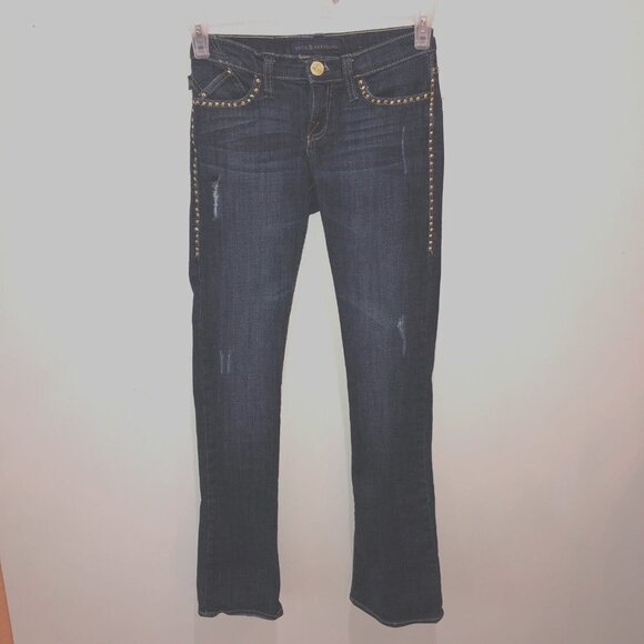 Rock and Republic Womens Size 0 M Dark Wash Studs Kasandra Boot Cut Denim Jeans - Picture 3 of 11